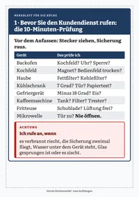 Das Merkblatt „Bevor Sie den Kundendienst rufen“